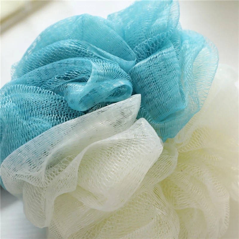 wholesale Large Bath Shower Sponge Pouf Loofahs Eco-friendly Custom Blue PE Bath Puff Body Net Scrubbing Shower Sponge