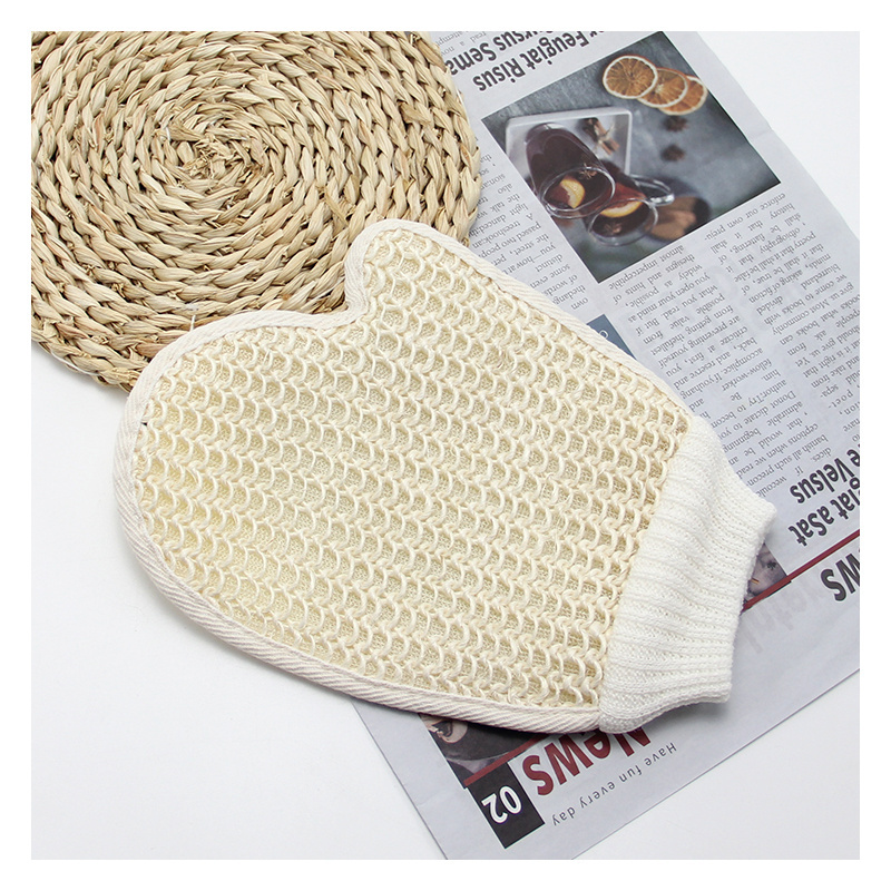 wholesale Eco-friendly Natural Exfoliating Sisal Hemp Fiber Loofah Glove Mitt Mitten Bath Sponge Scrubber Remove Dead Skin Glove