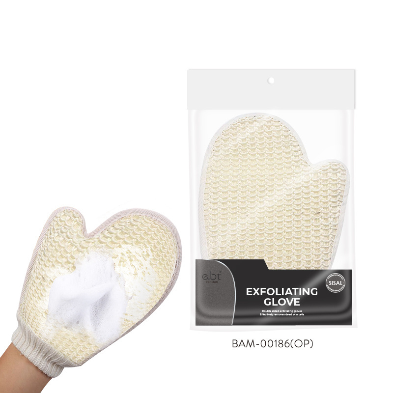 wholesale Eco-friendly Natural Exfoliating Sisal Hemp Fiber Loofah Glove Mitt Mitten Bath Sponge Scrubber Remove Dead Skin Glove