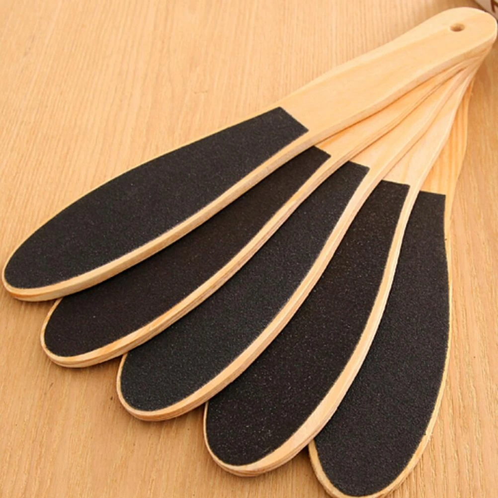 wholesale Large space deak skin remover emery board diamond sandpaper wooden bamboo foot file with long handle