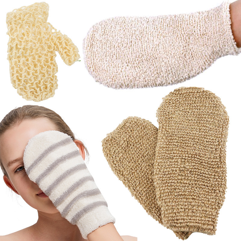 Manufacturers Wholesale Sisal Jute Ramie Scrub Gloves Bath Towels Double-sided Bath Gloves Exfoliating Gloves