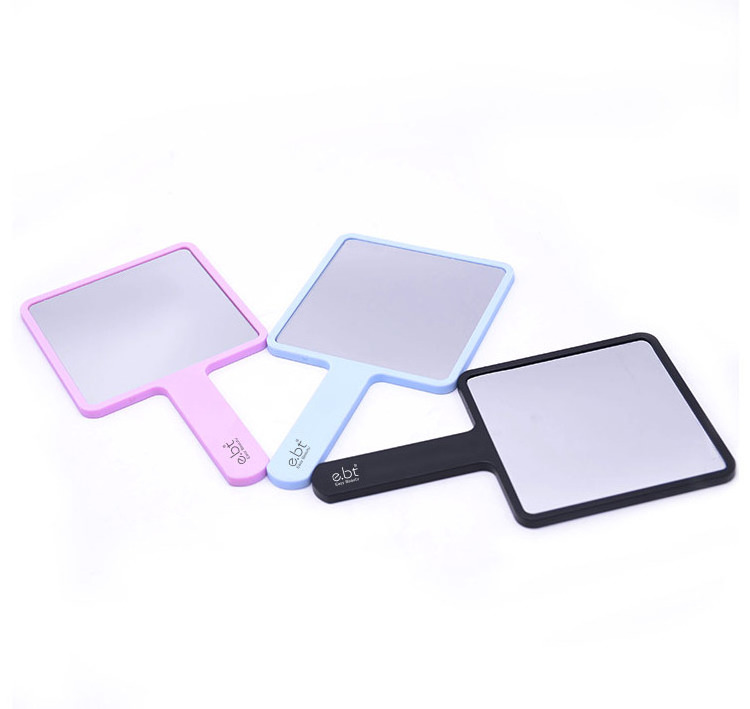 custom logo square shapes cosmetic cute pink hand mirrors private label wholesale bulk salon plastic hand mirrors