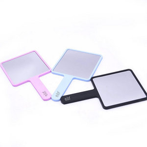 custom logo square shapes cosmetic cute pink hand mirrors private label wholesale bulk salon plastic hand mirrors