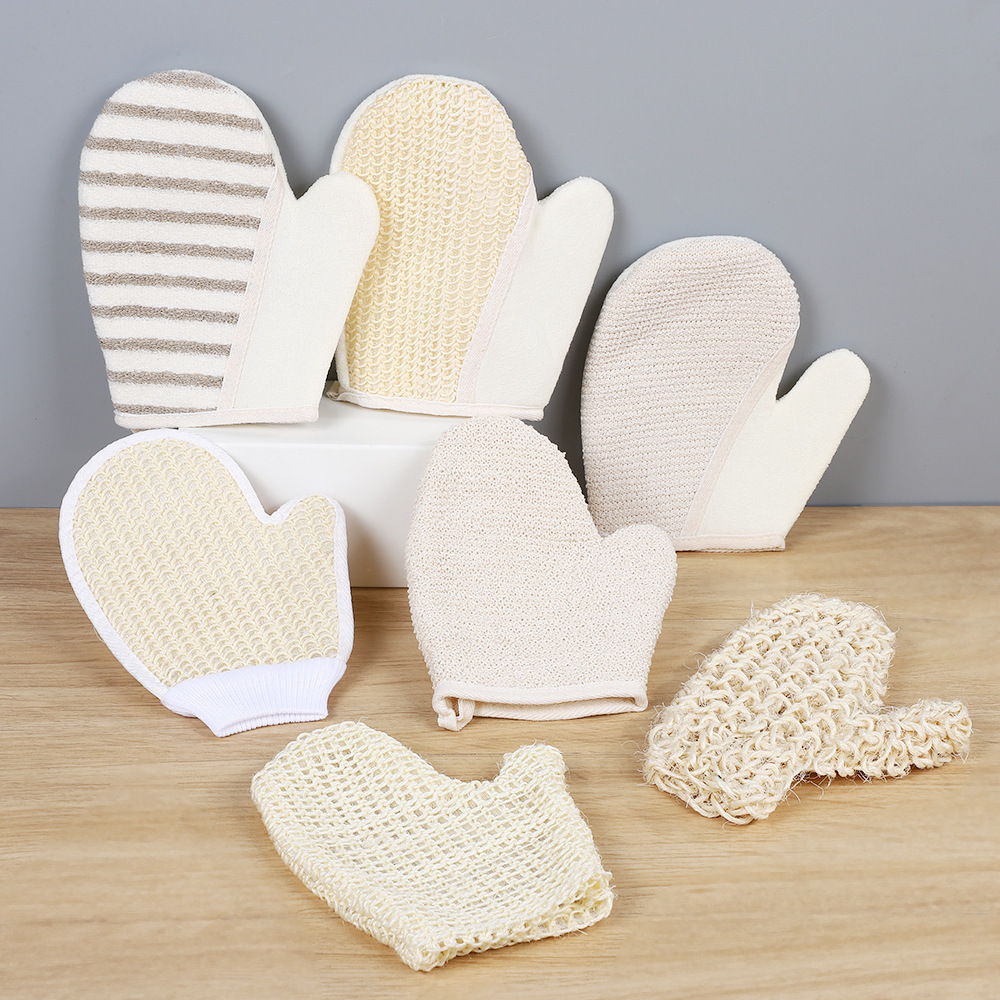 Manufacturers Wholesale Sisal Jute Ramie Scrub Gloves Bath Towels Double-sided Bath Gloves Exfoliating Gloves