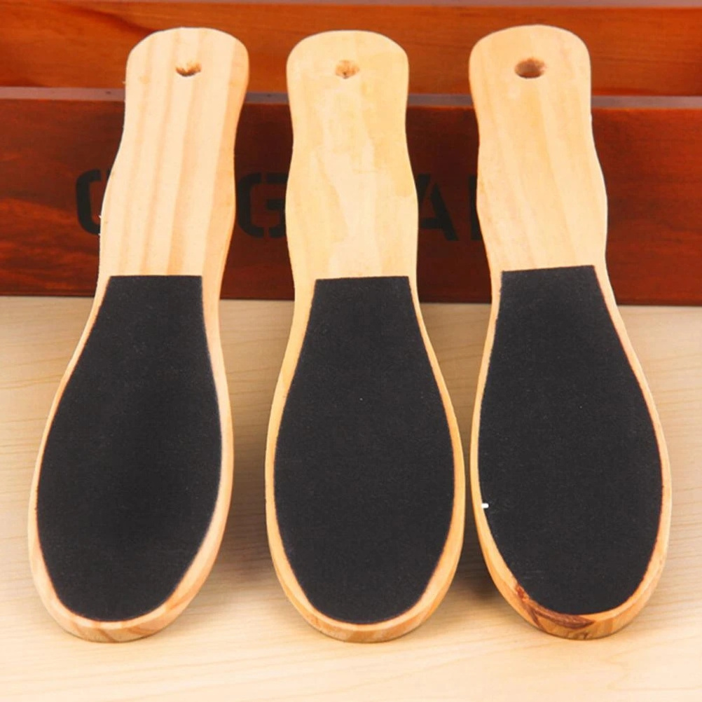 wholesale Large space deak skin remover emery board diamond sandpaper wooden bamboo foot file with long handle