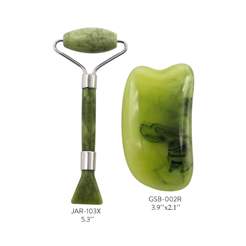 Wholesale Natural Facial Jade Roller and Gua Sha Massage Tools Jade Face Massage Roller and Guasha Set