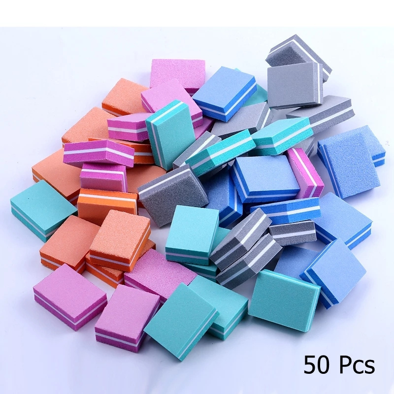 Double-sided Mini Nail File Blocks Colorful Sponge Nail Polish Sanding Buffer Strips Polishing Manicure Tools nail buffer