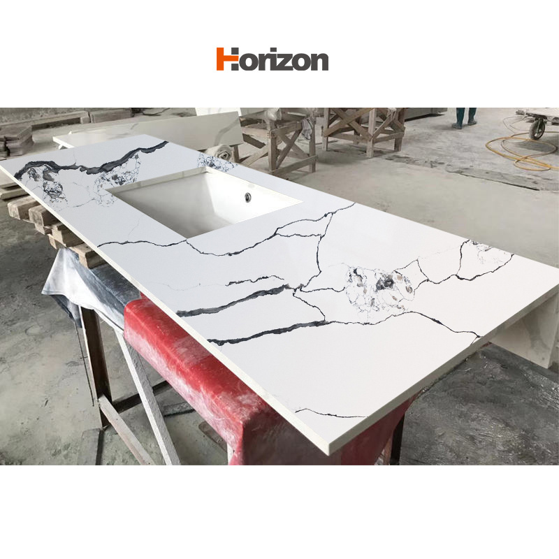 2024 Horizon white quartz vanity top slab artificial calacatta quartz stone counter top countertop natural quartz slab kitchen c