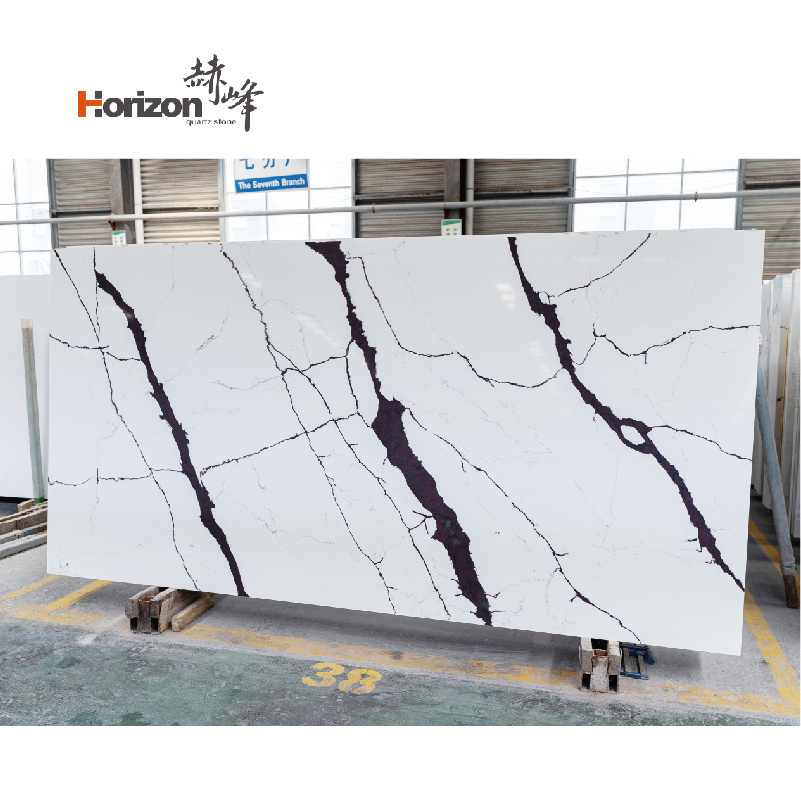 2023 Horizon Modern White Artificial Engineered Marble Acrylic Sheet Quartz Faux Stone Slab