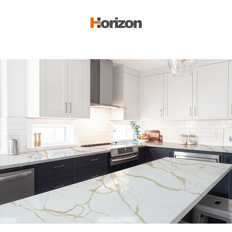 Horizon Calcatta Gold Quartz 6mm-30mm thick Calacatta Gold White Quartz Stone Countertops Slabs