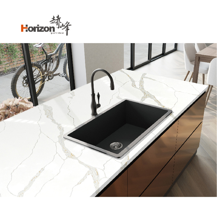 2023 Horizon artificial quartz stone slabs for kitchen counter carrara white quartz countertop quartz