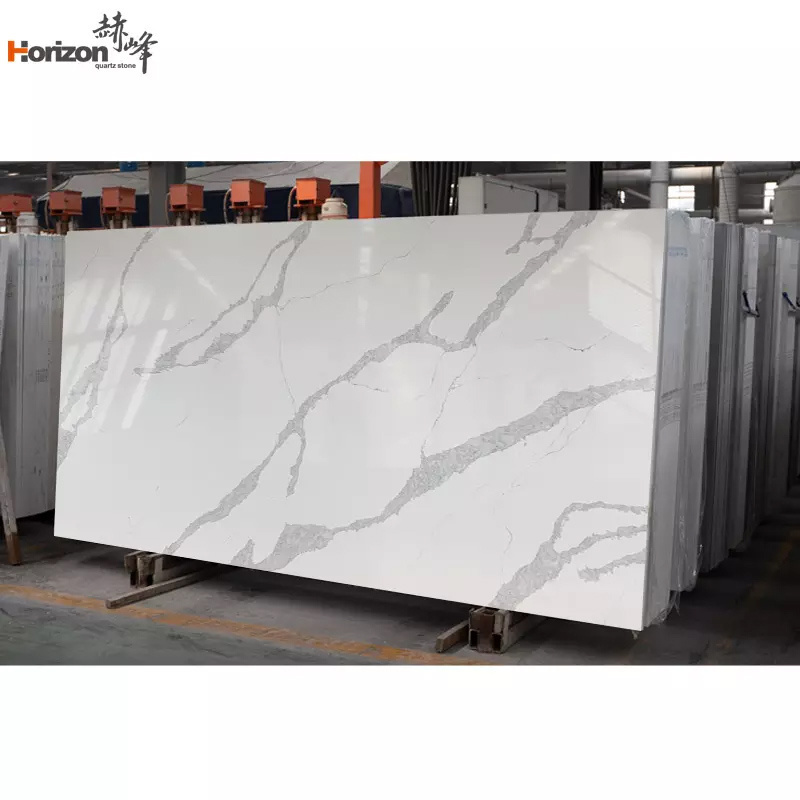 0 Silica Stone Calacatta White Polished Surface Bookmarked Artificial Quartz Stone Countertop Slabs