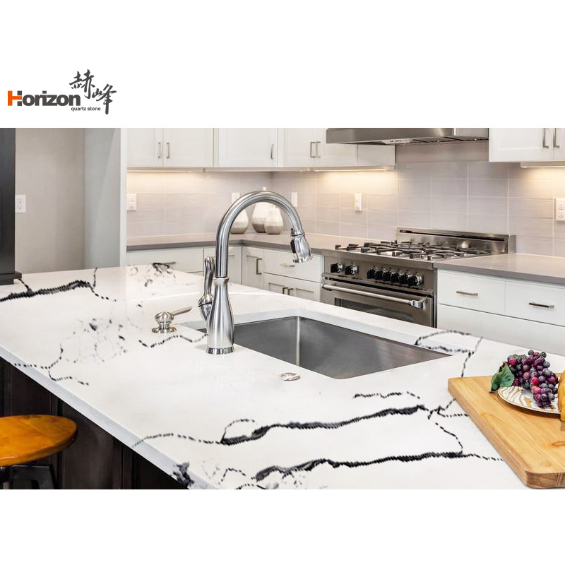 2024 Horizon white quartz vanity top slab artificial calacatta quartz stone counter top countertop natural quartz slab kitchen c