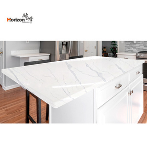 2023 Artificial stone 2cm quartz slab vanity counntertop Carrara white quartz stone countertop book match jumbo calacatta quartz