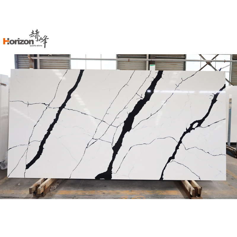 2023 Horizon Modern White Artificial Engineered Marble Acrylic Sheet Quartz Faux Stone Slab