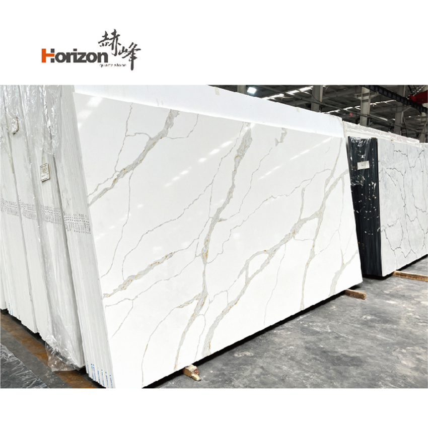 2023 Horizon artificial quartz stone slabs for kitchen counter carrara white quartz countertop quartz