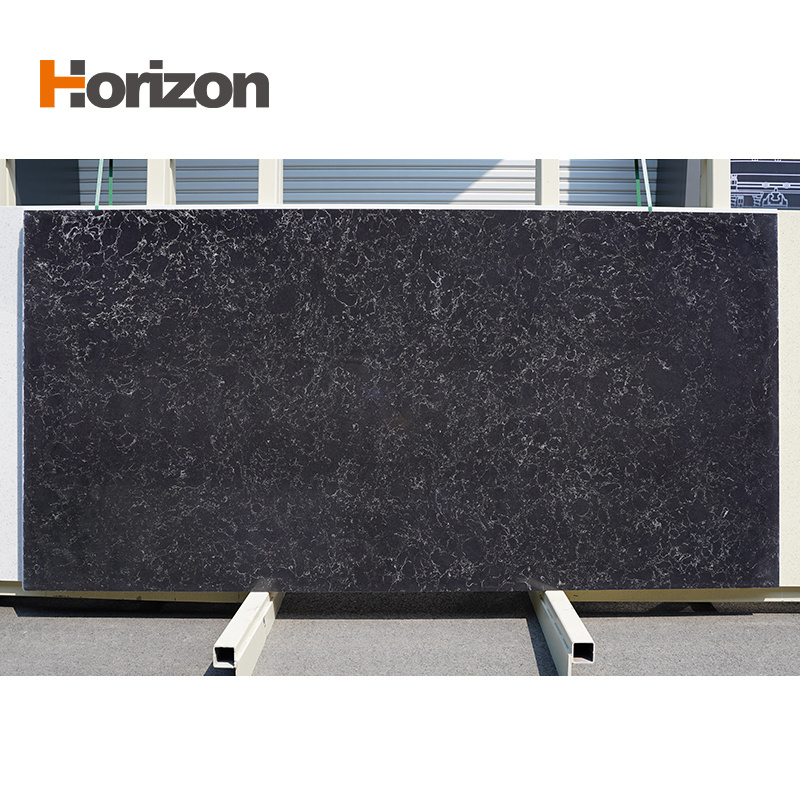 Factory price black carrara quartz countertop glossy quartz countertop black quartz countertops