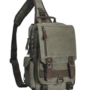 Durable Washed Canvas Cross Body Messenger Bag Laptop Shoulder Sling Backpack Travel Rucksack w/ Multi pockets& Adjustable Strap