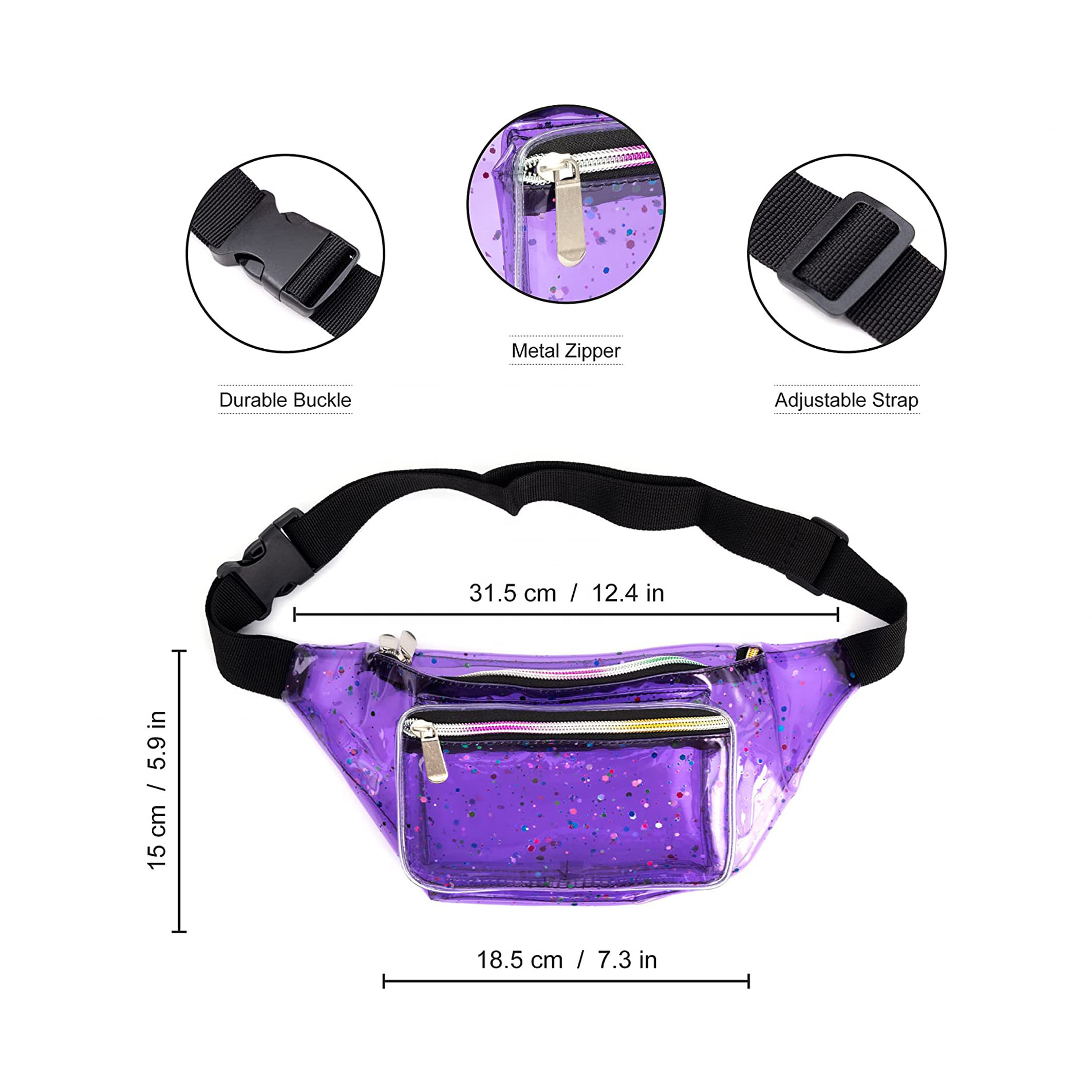 Show And Tell Clear PVC Fanny Pack with front zipper pocket