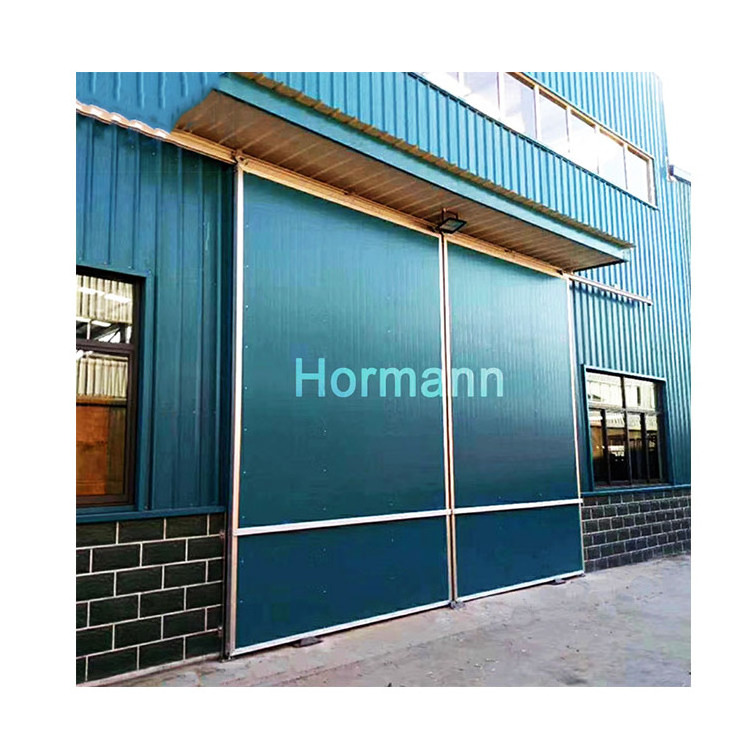 Polyurethane Foam Bulletproof Security Industrial Steel Panel Sectional Sliding Door