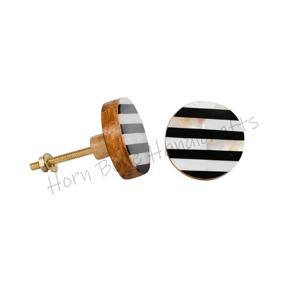 Best Quality Mango Wood Black Resin Mother of Pearl Drawer Knob Handmade Drawer Pull Home Decor Hardware Pearl Inlay Door Pull