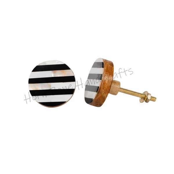 Best Quality Mango Wood Black Resin Mother of Pearl Drawer Knob Handmade Drawer Pull Home Decor Hardware Pearl Inlay Door Pull