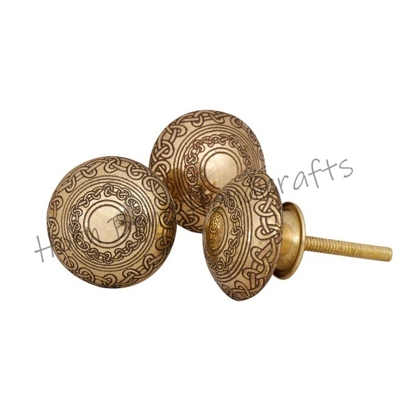 Brass Knob Furniture Hardware Kitchen Cabinet Drawer Brass Pull Handle Knob Etched Brass Wardrobe Knobs And Handles