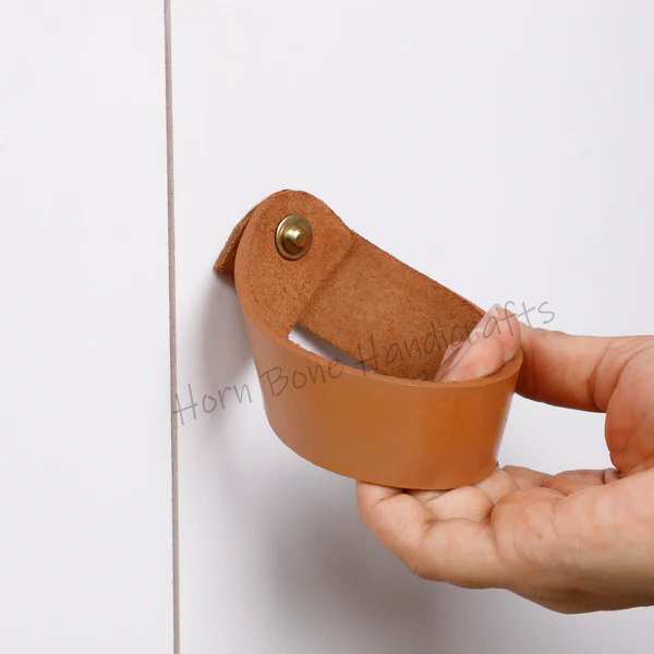 High Quality Genuine Leather Cabinet Pull Drawer Knob Handheld Original Leather Drawer Knob Cabinet Pull Door Handle Knob Round