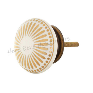 High Quality Golden Wheel Flat Ceramic Dresser Knob Cabinet Knob Cupboard Porcelain Knobs for Dresser/Cabinet and Drawers