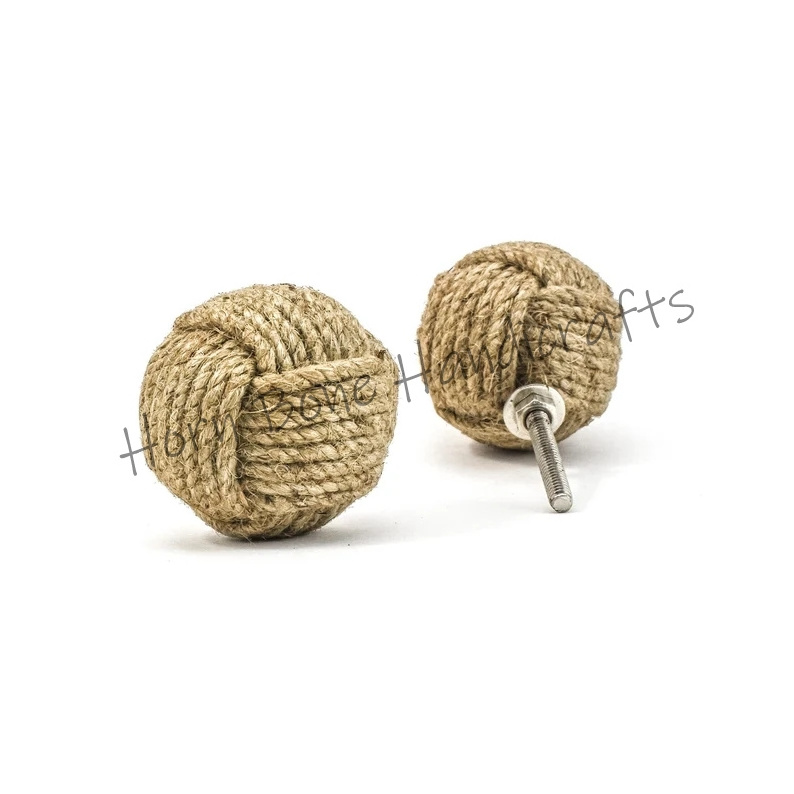 Jute Knot Drawer Knob Nautical Decor Jute Cabinet Handle Knob Jute Rope Shelves Drawer Knobs for Cupboard Rattan Dresser Konb