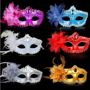 Lace Floral Mardi Gras cheap ostrich Masquerade face & body party masks White female venetian bridal Feather mask for crafts