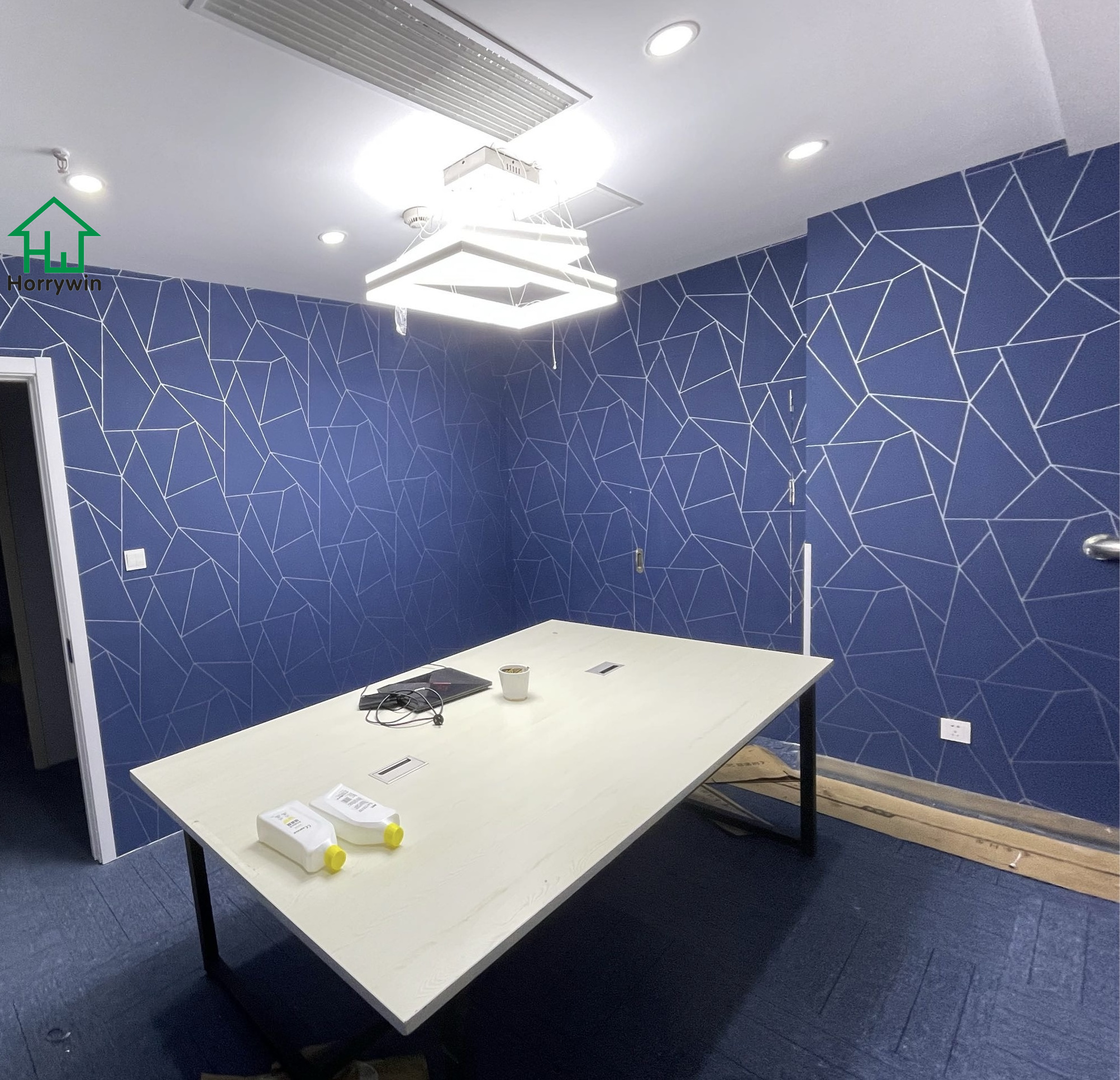 Modern Navy Blue And silver Geometric Wallpaper Removable Peel and stick vinyl wallpaper 3D