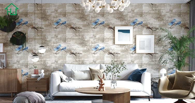 Classic peel and stick wallpaper 3d Bird with tree wallpaper design wall mural for interior living room DIY