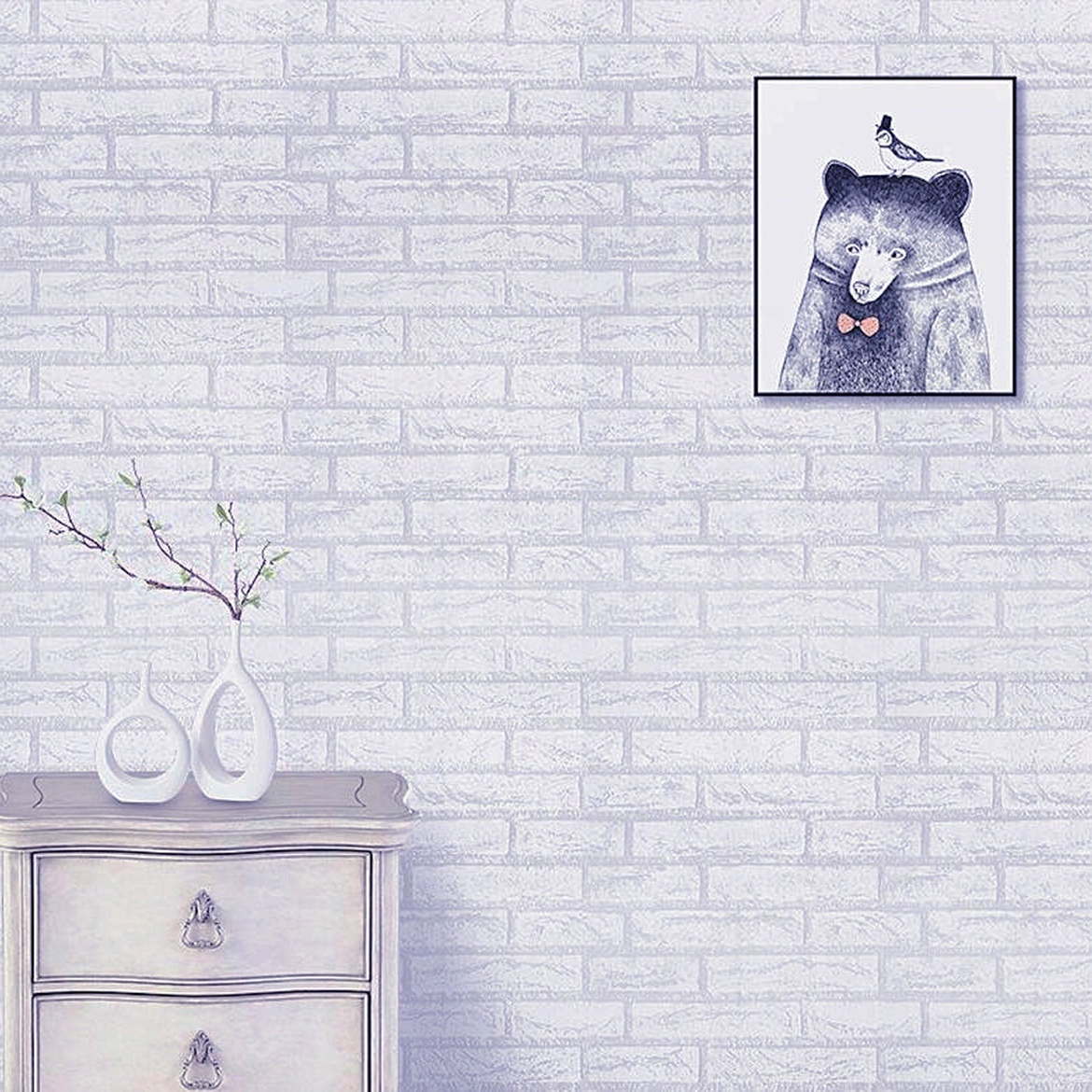 High quality white color brick design self adhesive wallpaper peel and stick wallpaper sticker  for home