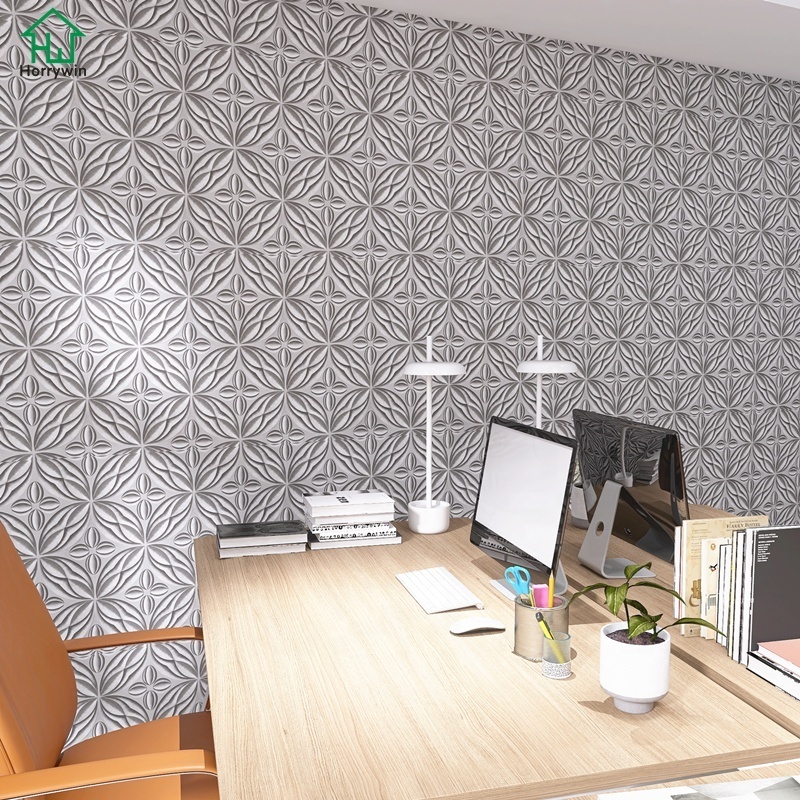 Fashion Grey 3d wallpaper roll luxury effect self adhesive wallpaper for bedroom kitchen wallpaper