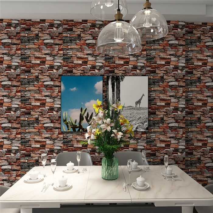 New style classic 3d Brick Wallpaper Self Adhesive Wall Paper design waterproof peel and stick wallpaper removable