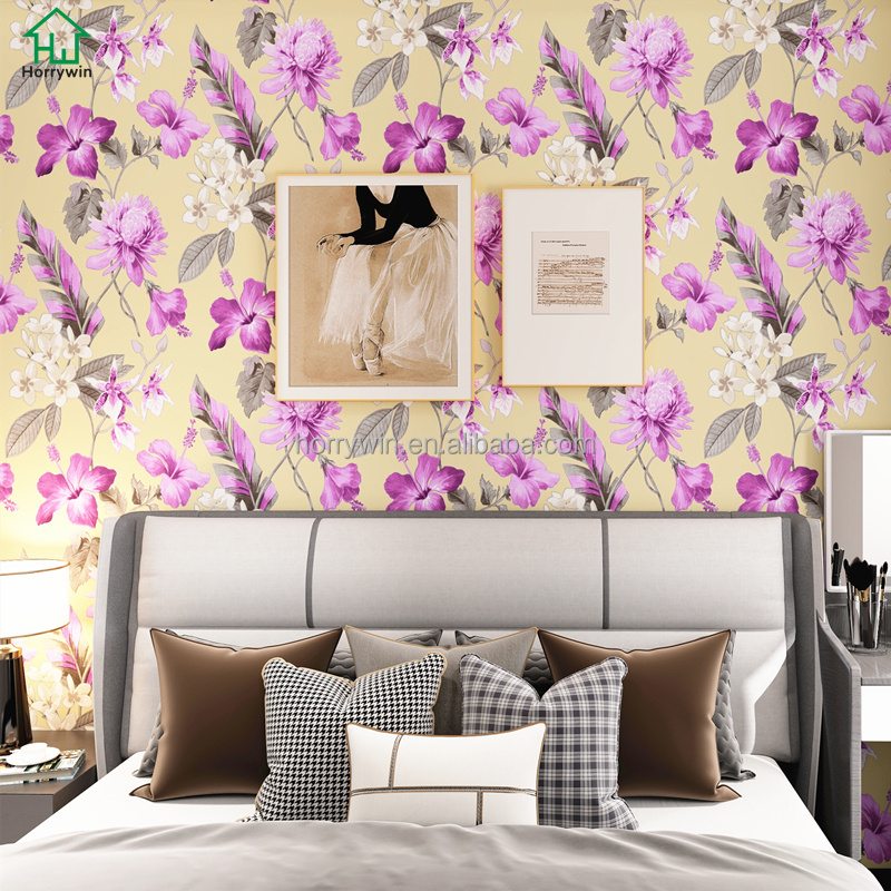 Custom floral design waterproof wallpaper papier peint mural luxury peel and stick wallpaper for interior decor