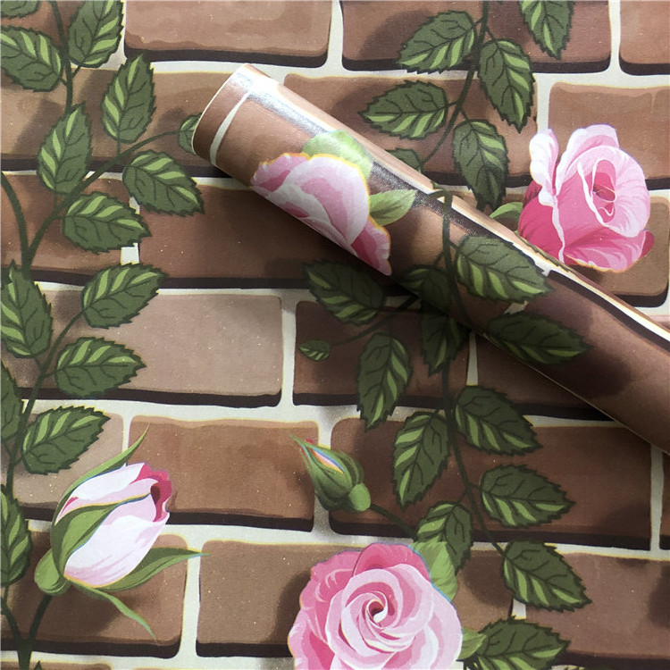 Interior Wall Decoration Self-adhesive Wall Paper Rolls Brick stone pattern PVC Wallpaper