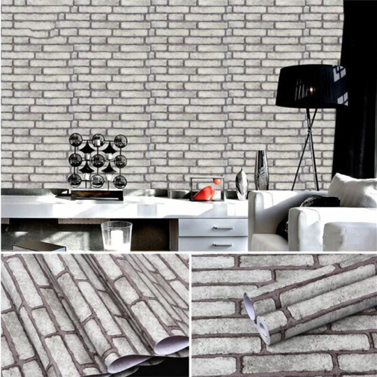 Washed Brick Grey And Rust Vinyl Peel Stick Wallpaper Roll Stone Wall PVC wallpaper adhesive 3d textured brick wallpaper