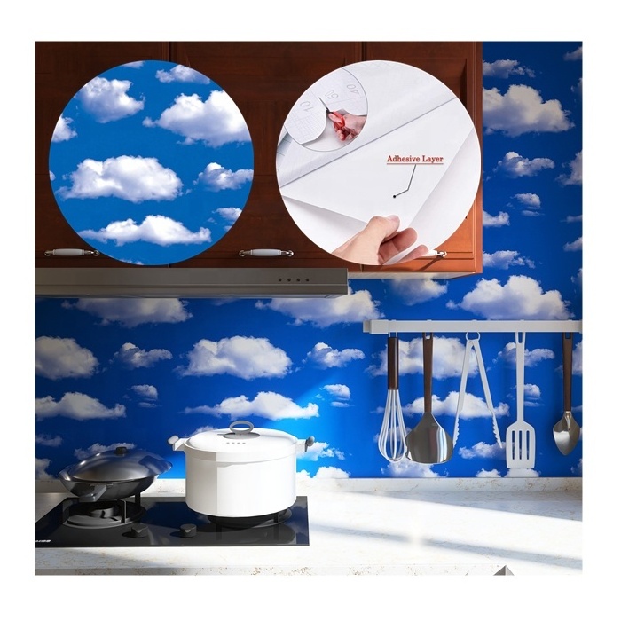 Waterproof 3d blue sky clouds peel and stick wallpaper self adhesive vinyl wall paper design for bedroom