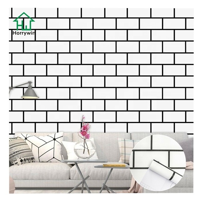 3D Mural wallpaper White and black Brick Self Adhesive Wall Paper For Interior Decoration