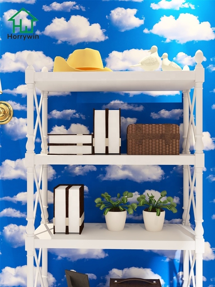 Waterproof 3d blue sky clouds peel and stick wallpaper self adhesive vinyl wall paper design for bedroom