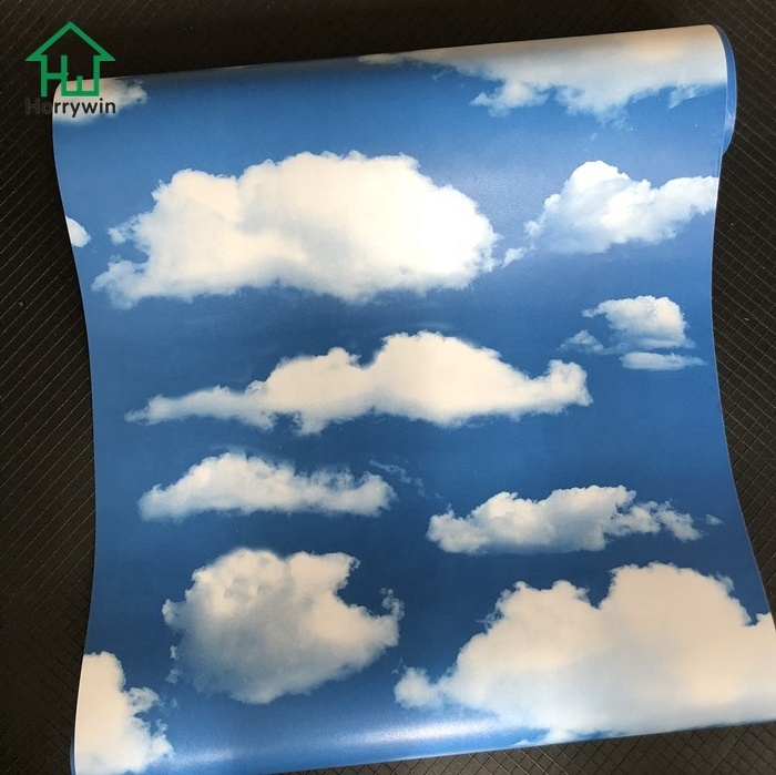 Waterproof 3d blue sky clouds peel and stick wallpaper self adhesive vinyl wall paper design for bedroom