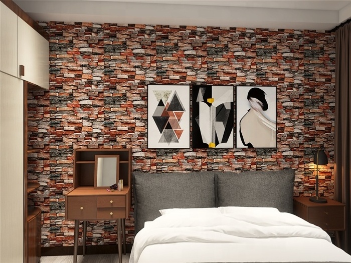 New style classic 3d Brick Wallpaper Self Adhesive Wall Paper design waterproof peel and stick wallpaper removable