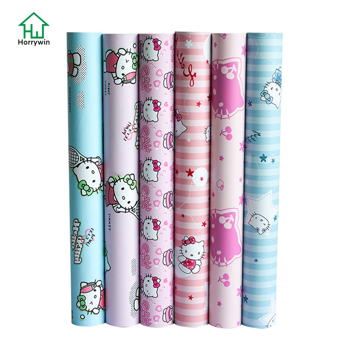 Beauty cartoon designs wallpaper/wallcoating self adhesive peel and stick wallpaper sticker for kid bedroom decoration