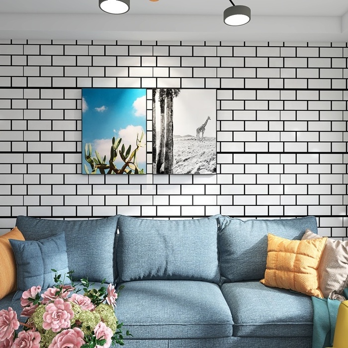 3D Mural wallpaper White and black Brick Self Adhesive Wall Paper For Interior Decoration