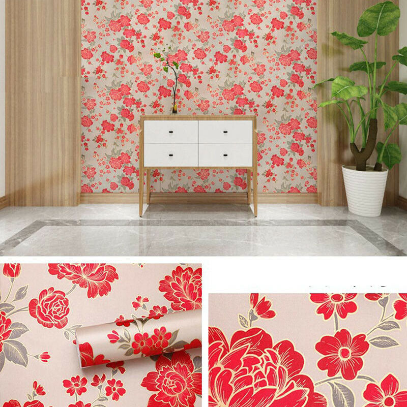 Removable papier peint red floral self adhesive wallpaper 3d home decoration