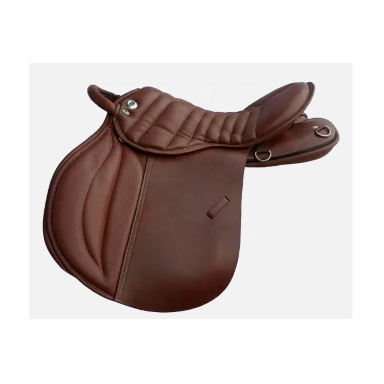 Brown Leather Dressage Saddle with White Stitch