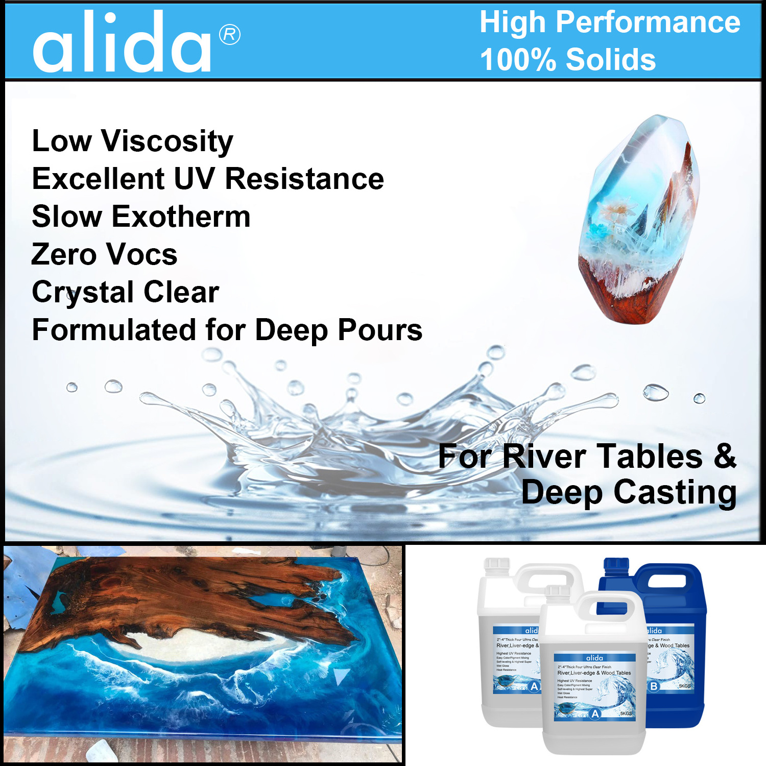 Super Clear Liquid Glass Epoxy Resin AB Glue for Epoxy River Table