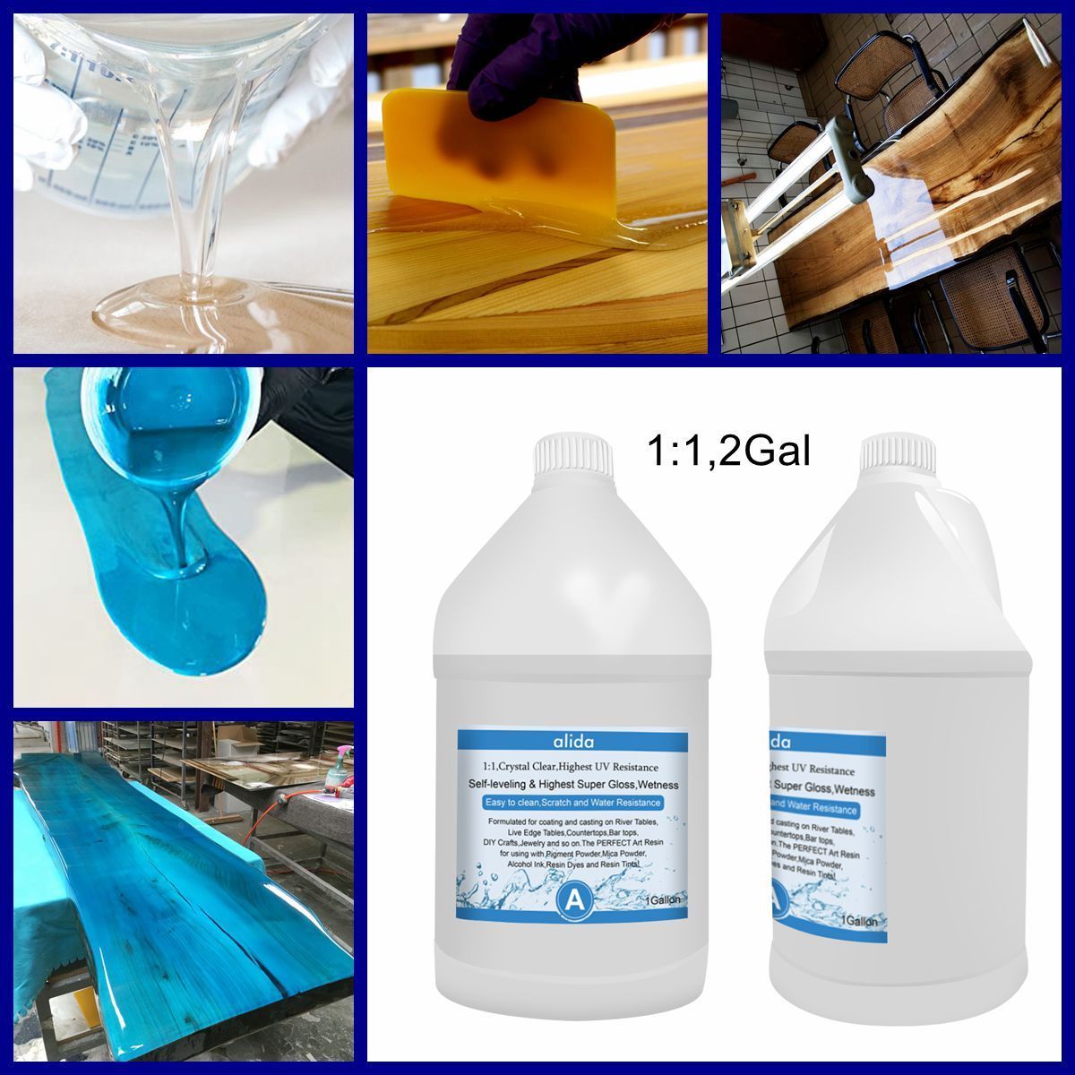 Epoxy Resin Kit Crystal Clear 2 Gallon Resin Epoxy Kit Coating and Casting Liquid Resin